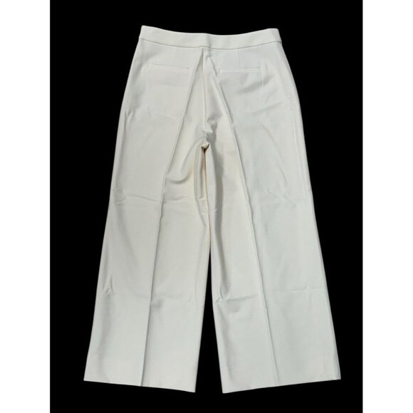 REBECCA TAYLOR Sz 8 Crop Pants Vanilla Off White Wide Leg Trouser Capsule Office - Picture 2 of 5